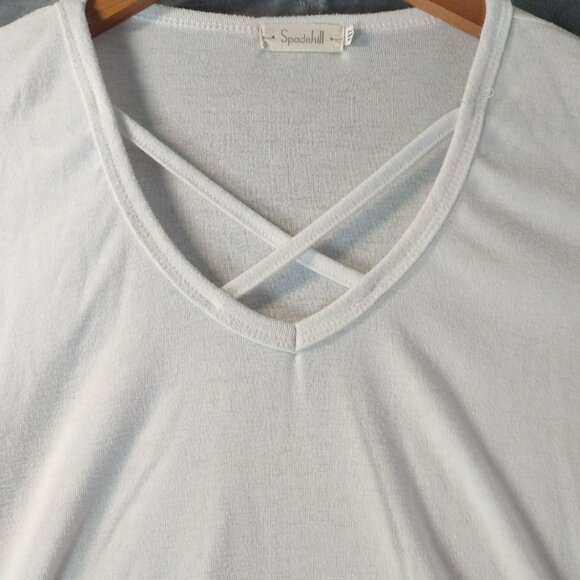Spadehill Womens White Long Sleeve Top 2XL Criss Cross Casual Lightweight Beachy - Picture 7 of 9